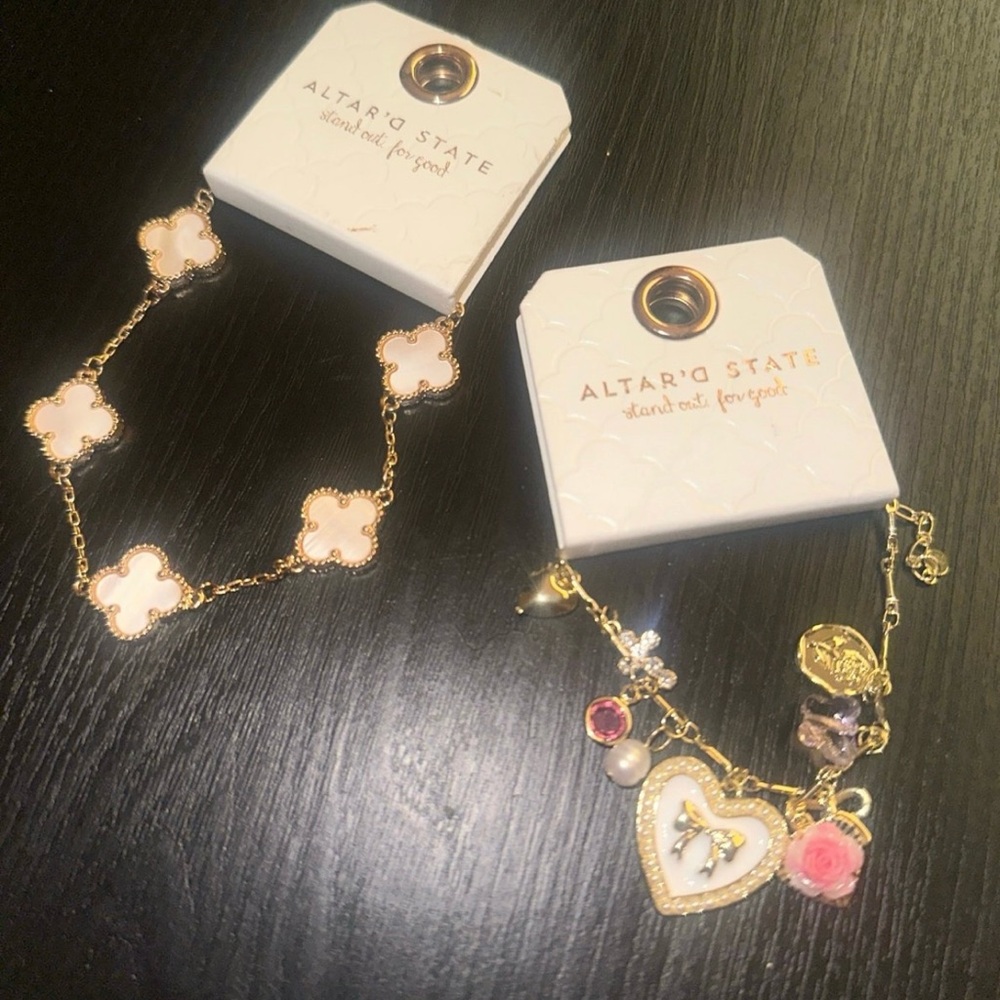 Altar'd State Gold and White Charm Bracelets